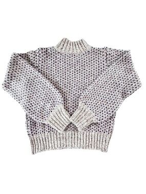 Mock Neck Speckled Knit Sweater - Cream